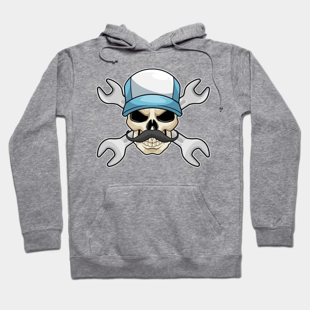 Skull with Mustache & Wrench Hoodie by Markus Schnabel